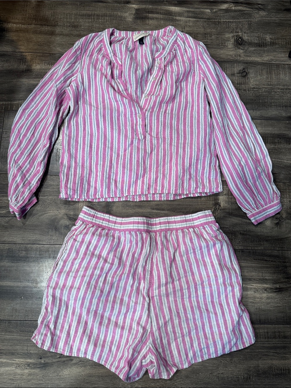Universal Thread Pink and White Stripe Linen Blend Set XS/M